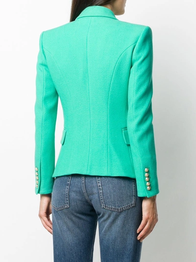 Shop Balmain Cotton Blazer In Green