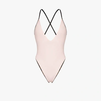 Shop Fendi Reversible Ff Swimsuit In Pink