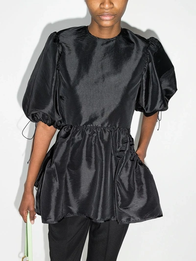 Cecilie Bahnsen Puff-sleeve Matelassé Blouse In Black | ModeSens
