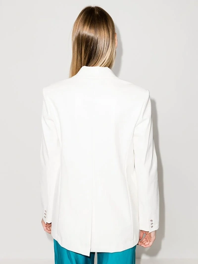 Shop Staud Madden Faux Leather Blazer In White