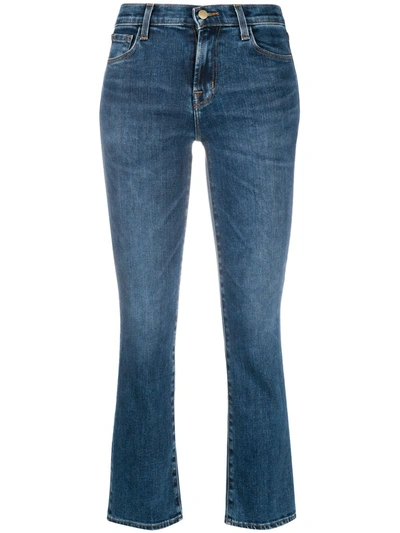 Shop J Brand Selena Cropped Flared Jeans In Blue