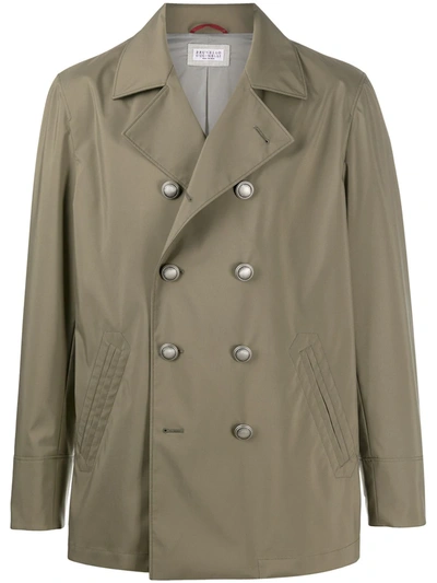 Shop Brunello Cucinelli Double-breasted Coat In Green