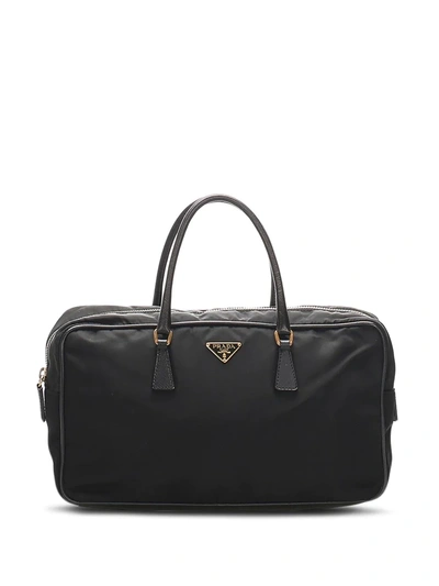 Pre-owned Prada Triangle Logo Tote Bag In Black