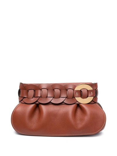 Shop Chloé Darryl Leather Clutch Bag In Brown