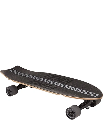 Shop Fendi Ff Logo Skateboard In Black