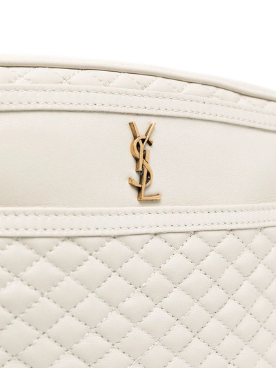Shop Saint Laurent Victoire Quilted Crossbody Bag In White