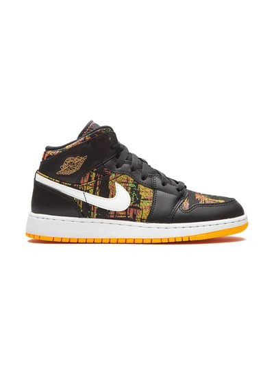 Shop Jordan Air  1 Mid "black/laser Orange" Sneakers