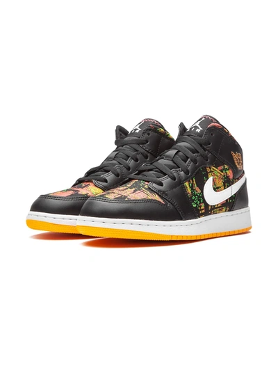 Shop Jordan Air  1 Mid "black/laser Orange" Sneakers