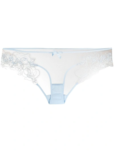 Shop Agent Provocateur Bow-detail Lace Briefs In Blue