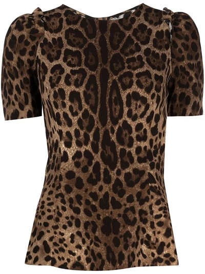 Shop Dolce & Gabbana Leopard-print Top In Brown