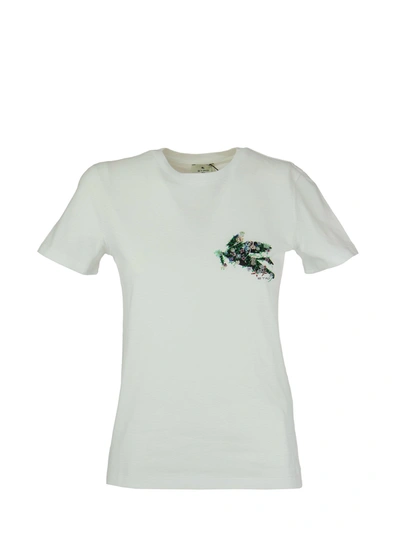 Shop Etro T-shirt With Embroidered Pegaso In White