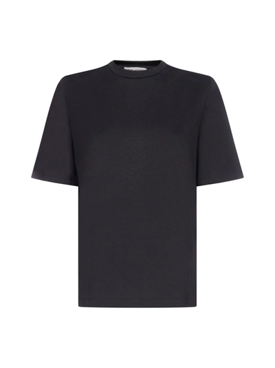 Shop Attico Padded Shoulders Cotton T-shirt In Black