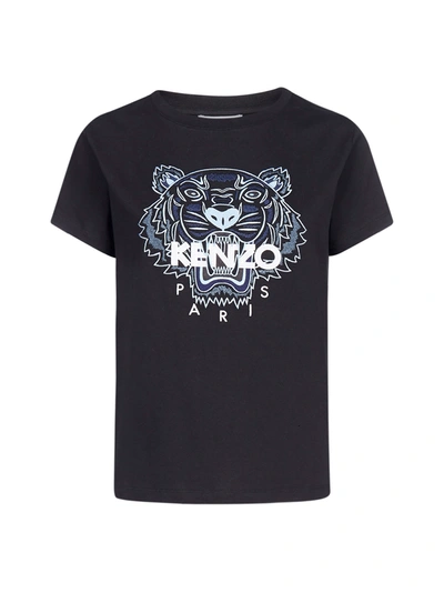 Shop Kenzo Tiger Embroidery Cotton T-shirt In Black