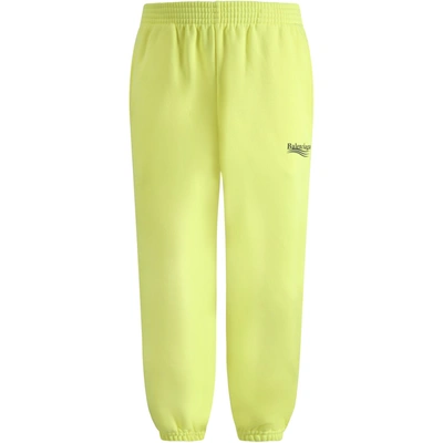 Shop Balenciaga Neon-yellow Sweatpants For Kids With Logo
