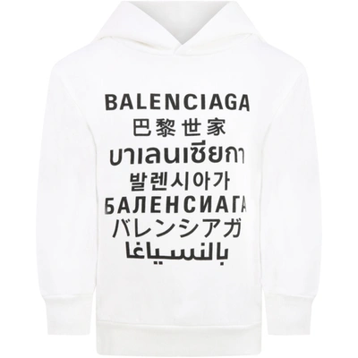 Shop Balenciaga White Sweatshirt For Kids With Logos