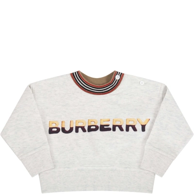 Shop Burberry Grey Sweatshirt For Babykids With Logo