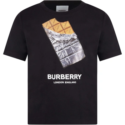 Shop Burberry Black T-shirt For Kids With Logo