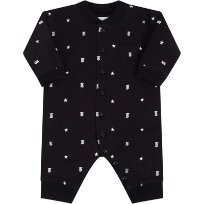 Shop Burberry Black Babygrow For Babykids With Stars