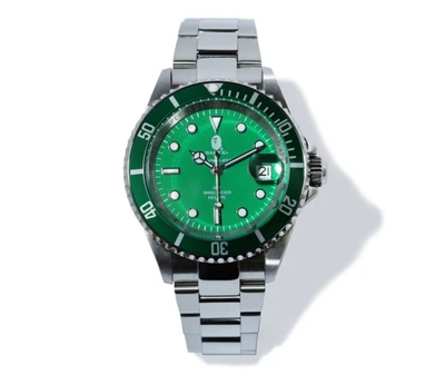 Pre-owned Bape Type 1 X Watch Silver/green