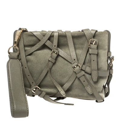 Pre-owned Alexander Wang Pale Green Suede And Leather Kirsten Belted Clutch