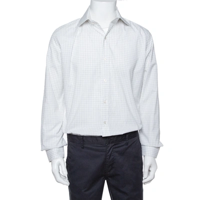 Pre-owned Tom Ford White Checked Cotton Su Misura Long Sleeve Shirt Xl