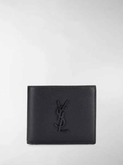 Shop Saint Laurent Monogram Grained Wallet In Black
