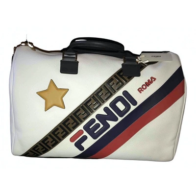 Pre-owned Fendi X Fila Leather 48h Bag In White