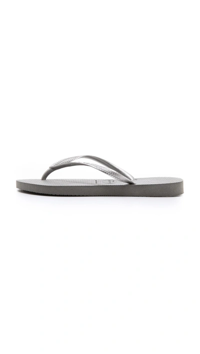 Shop Havaianas Slim Flip Flops In Sand Grey/light Golden;white;grey/silver;navy;black;rose;brown