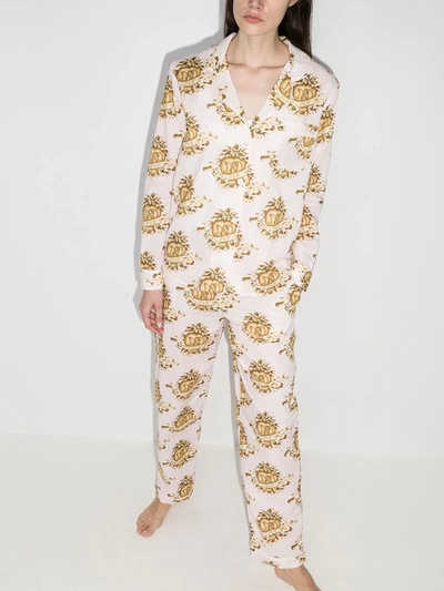 Shop Desmond & Dempsey Eros Pyjama Mit Herz-print In Rosa