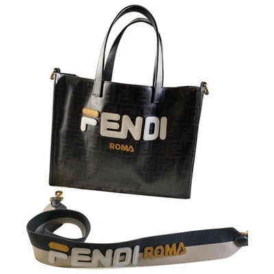 Pre-owned Fendi X Fila Leather Tote In Black