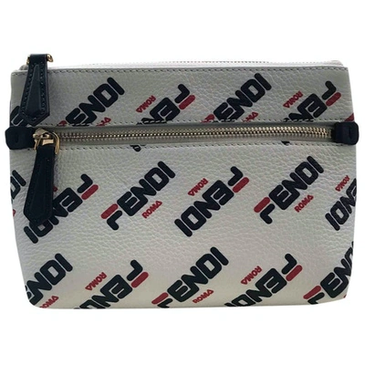 Pre-owned Fendi X Fila Leather Purse In White