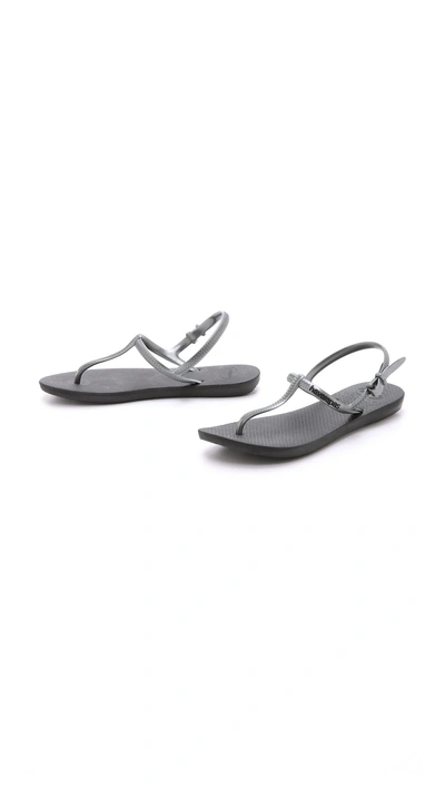 Shop Havaianas Freedom T Strap Sandals In Black/graphite