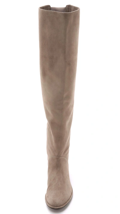 Shop Stuart Weitzman Rocker Chic Suede Boots In Praline