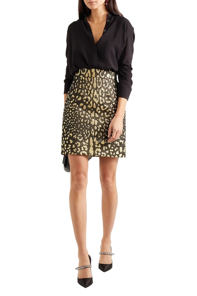 Shop Dolce & Gabbana Metallic Leopard-jacquard Mini Skirt In Animal Print