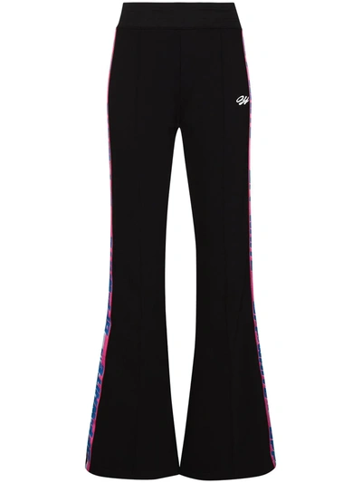 Shop Off-white Logo-tape Flared Track Pants In Black