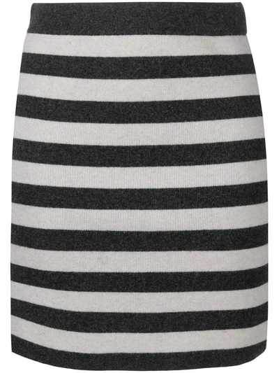 Shop Kenzo Knitted Striped High-waisted Skirt In Black