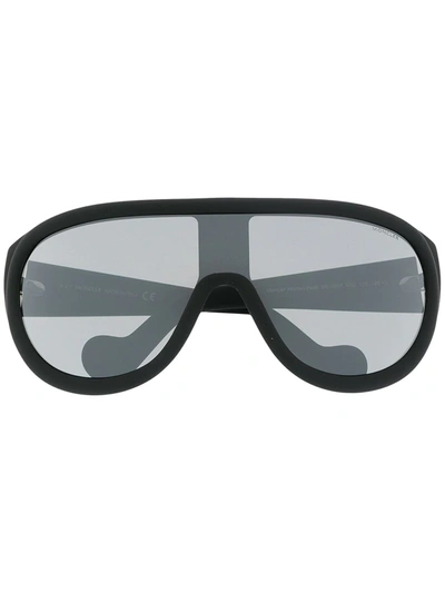 Shop Moncler Oversized Frame Sunglasses In Black