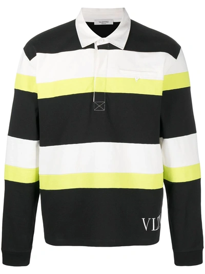 Shop Valentino Striped Polo Shirt In White