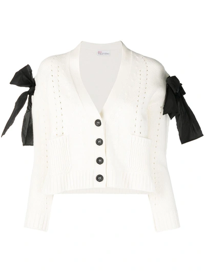 Shop Red Valentino Bow Appliqué Cardigan In White