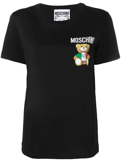 Shop Moschino Chest Teddy Bear Print T-shirt In Black