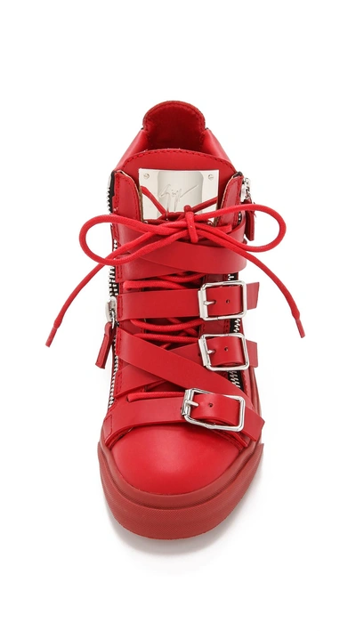 Shop Giuseppe Zanotti Strappy London Sneakers In Red