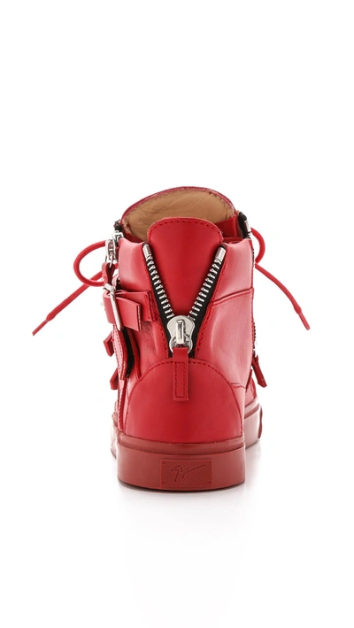 Shop Giuseppe Zanotti Strappy London Sneakers In Red