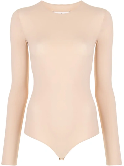 Shop Maison Margiela Long-sleeved Bodysuit In Neutrals