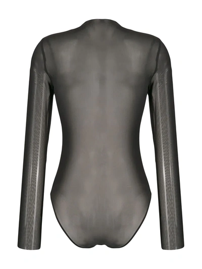 Shop Misbhv Crystal Logo Sheer Bodysuit In Black