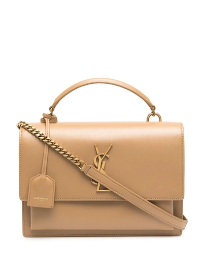 Shop Saint Laurent Medium Sunset Tote Bag In Neutrals