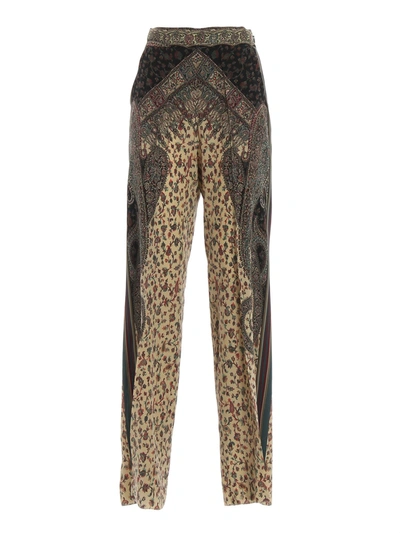 Shop Etro Printed Silk Palazzo Trousers In Multi