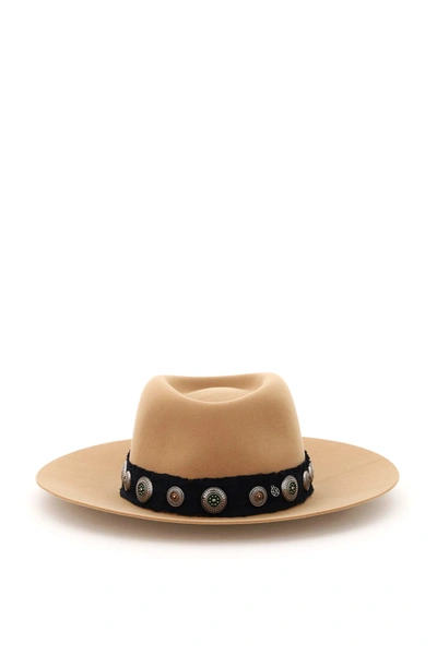 Shop Maison Michel Charles Fedora Felt Hat In Sugar Brown (brown)