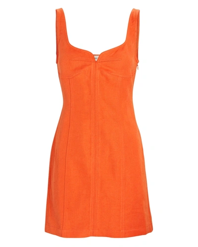 Shop Mara Hoffman Anita Cotton-linen Mini Dress In Orange