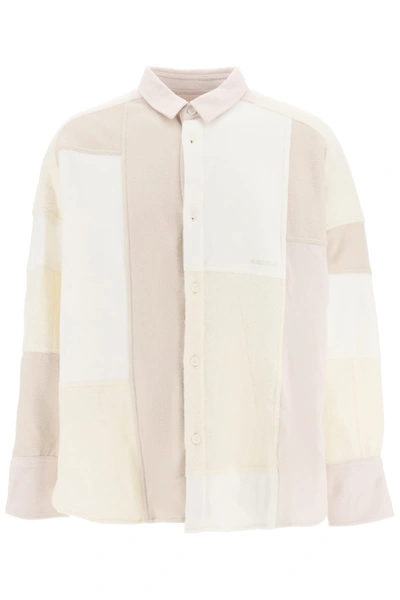 Shop Ambush Multi-material Patchwork Shirt In White Multi (beige)