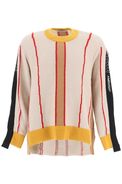 Shop Ambush Color Block Asymmetrical Sweater In Beige Multi (beige)